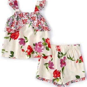 Bonnie Jean Mixed-Floral-Printed Tank Top & Shorts Matching Set